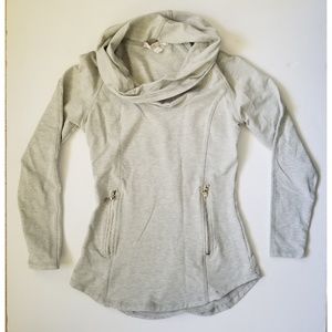 BOSTON PROPER L/S Cowl Neck Fleece Top Lt Gray XXS